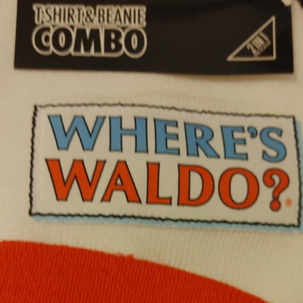 Where's Waldo??? Red and White Striped Costume Tee W Beanie!! Nwt - Picture 4 of 7